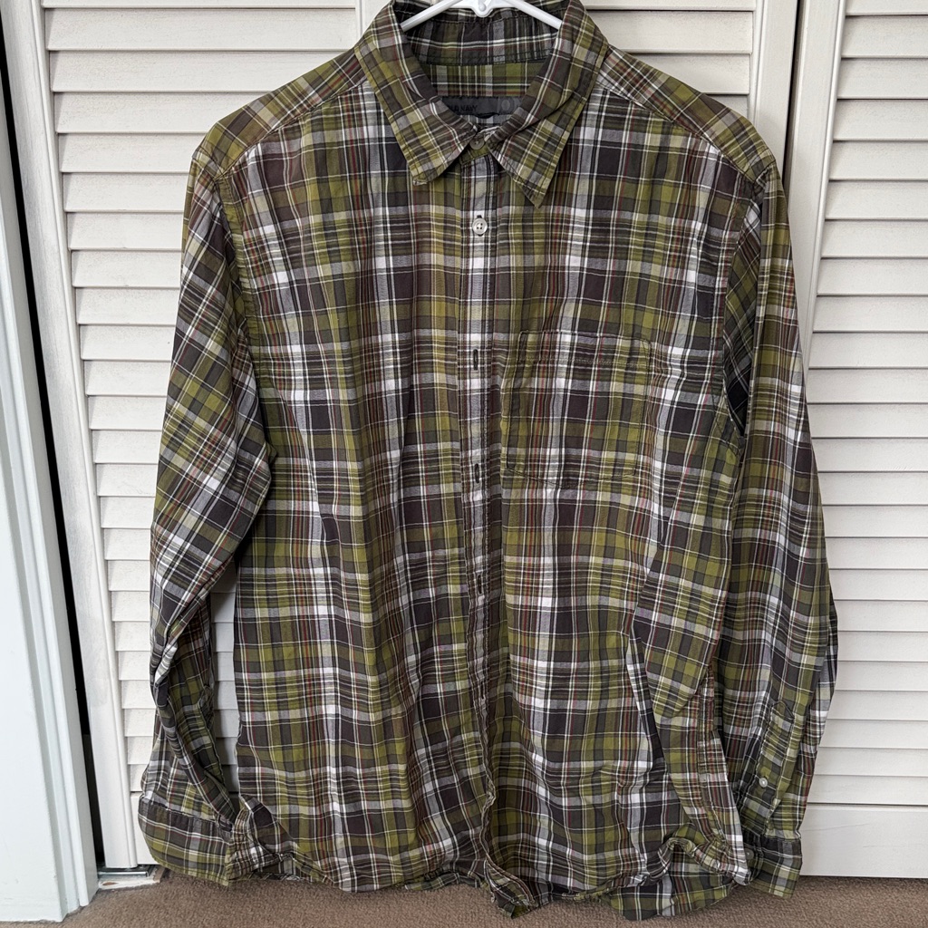 Old Navy Men's Casual Plaid Shirt - Olive And Brown